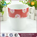 Factory China White Ceramic Coffee Cup Mug Red Flower Decal